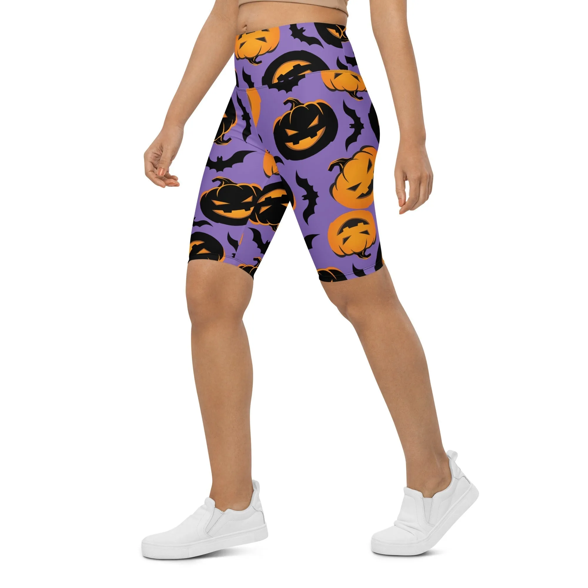 Bats and Jack O'Lanterns Biker Shorts