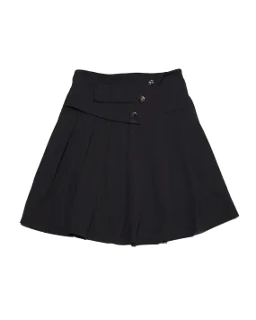 Black Pleated Skirts With Front Buttons