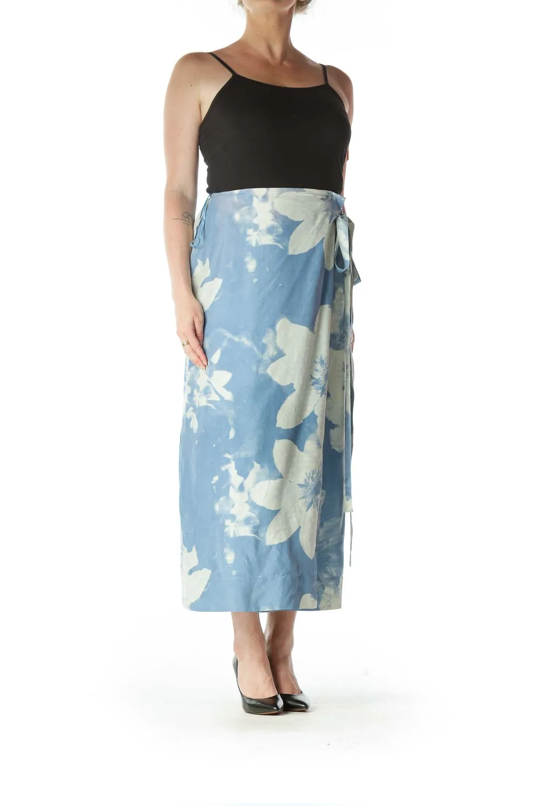 Blue Pattern Wrap Skirt