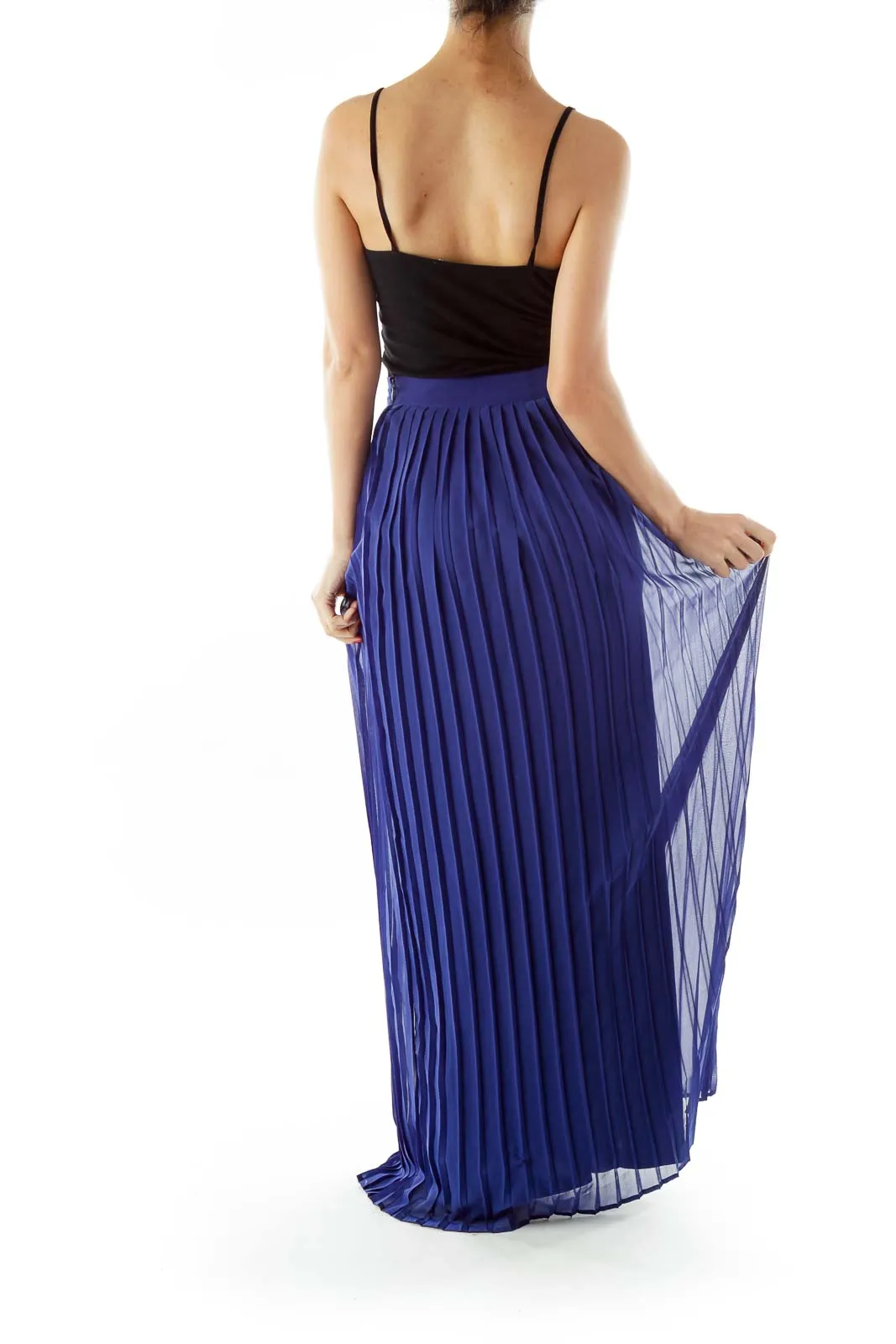 Blue Pleated Maxi SKirt