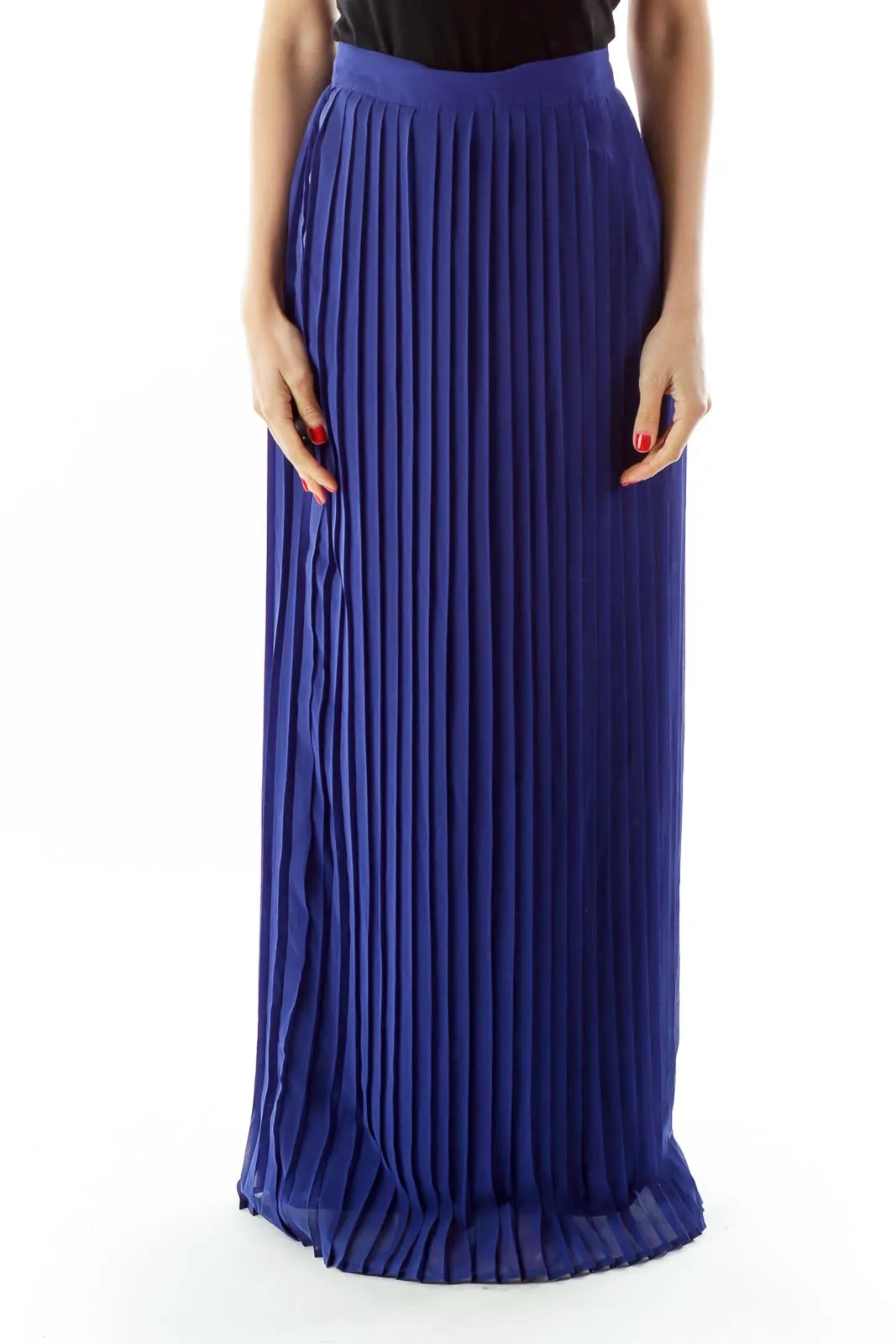 Blue Pleated Maxi SKirt