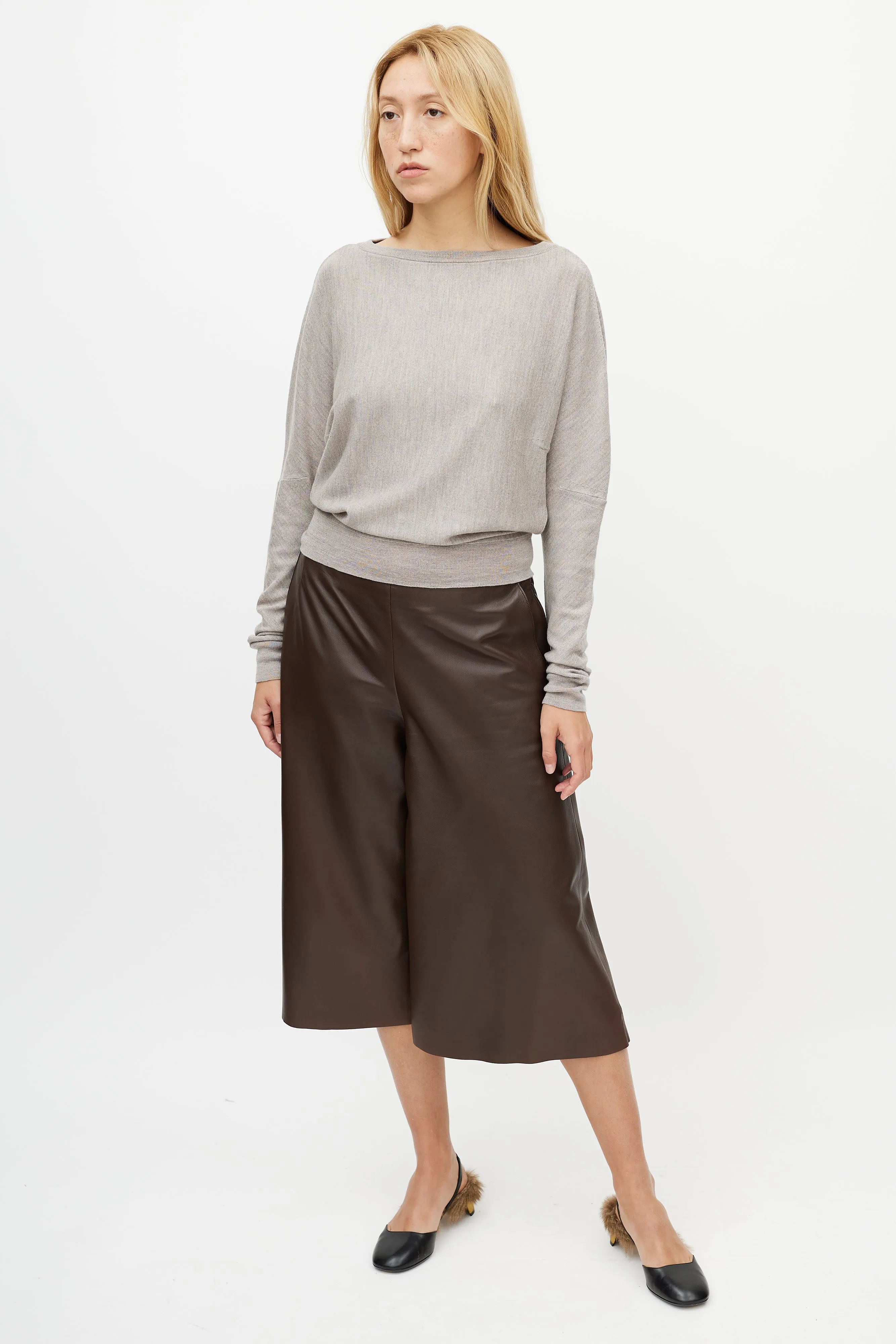 Brown Leather Culotte