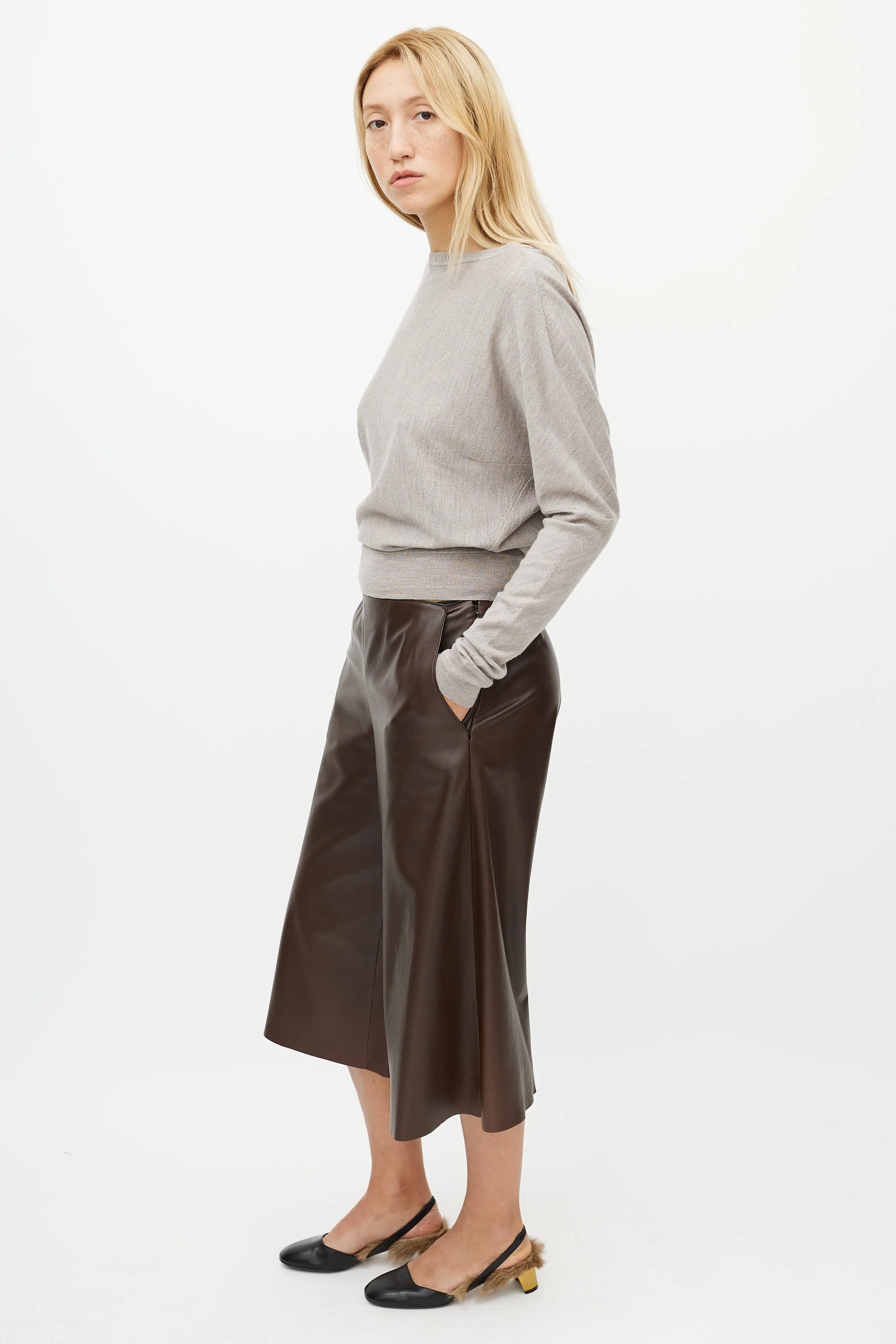 Brown Leather Culotte