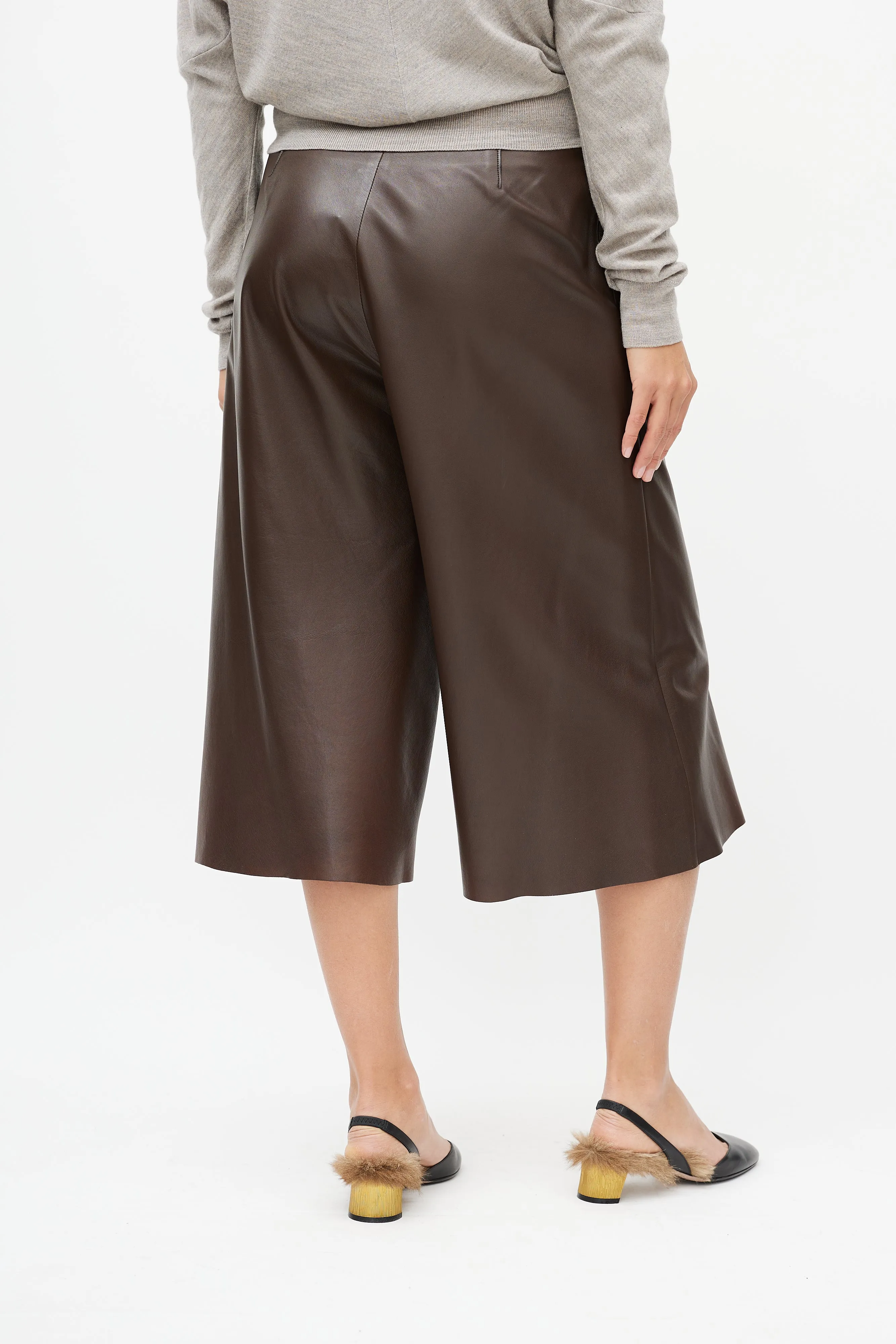 Brown Leather Culotte