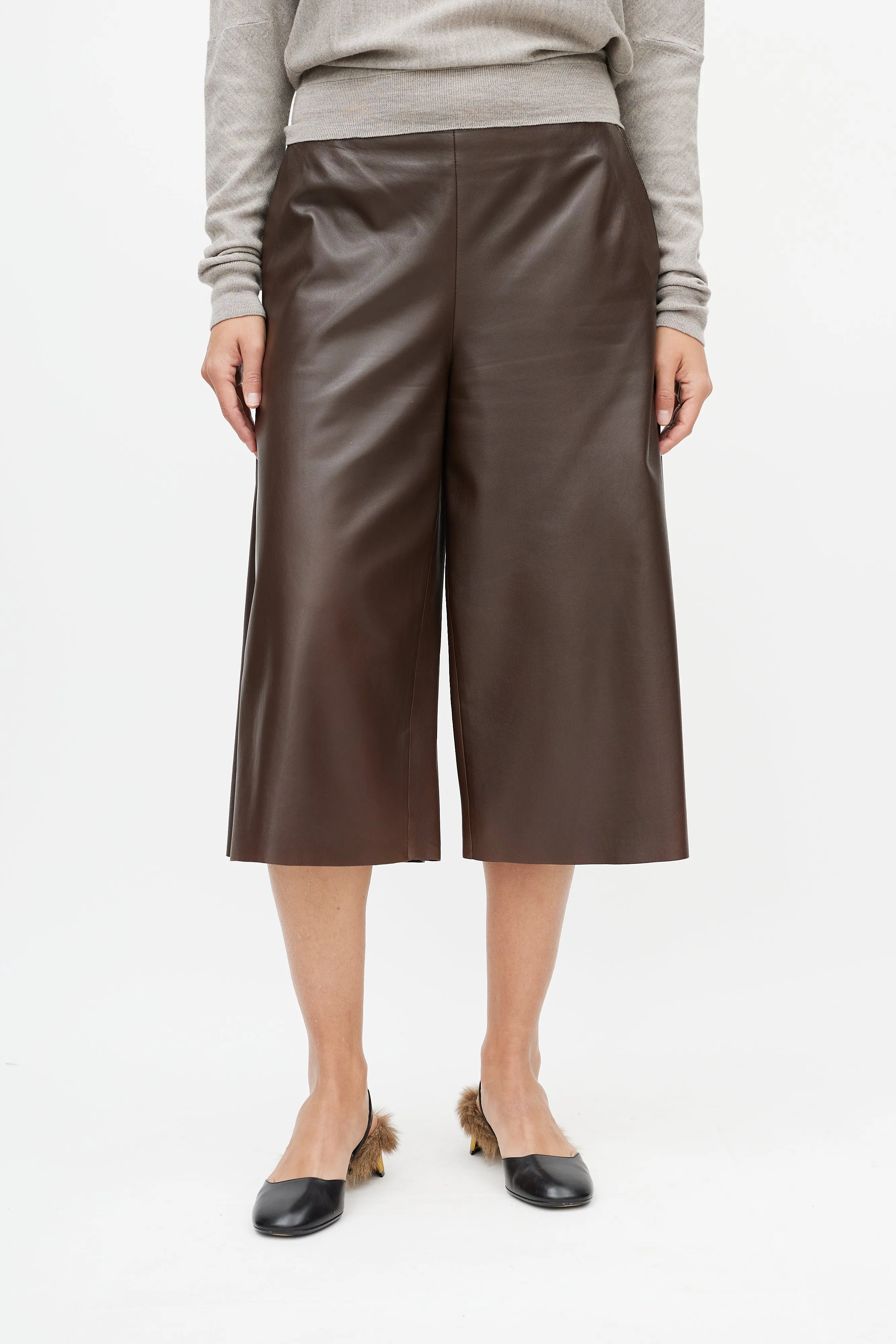 Brown Leather Culotte