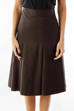 Brown Mottled Pleated Skirt