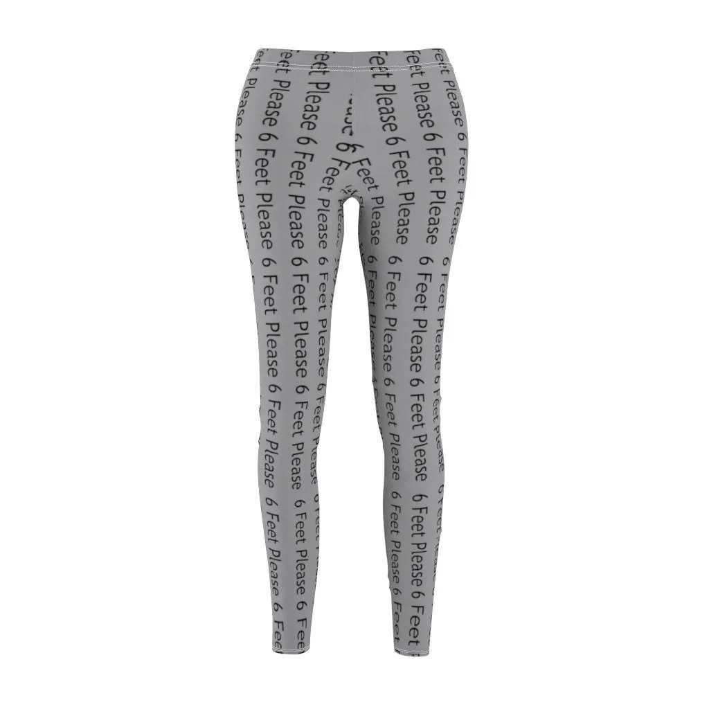 Catchy Covid phrase 6 feet please Covid Seasonal Trendy Modern Women&#39;s Cut & Sew Leggings in multiple sizes and  colors