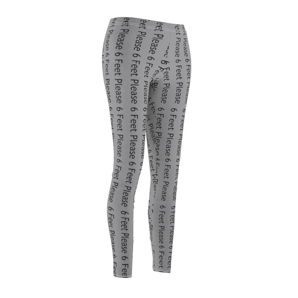 Catchy Covid phrase 6 feet please Covid Seasonal Trendy Modern Women&#39;s Cut & Sew Leggings in multiple sizes and  colors