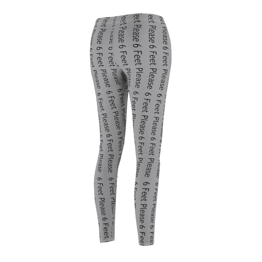 Catchy Covid phrase 6 feet please Covid Seasonal Trendy Modern Women&#39;s Cut & Sew Leggings in multiple sizes and  colors