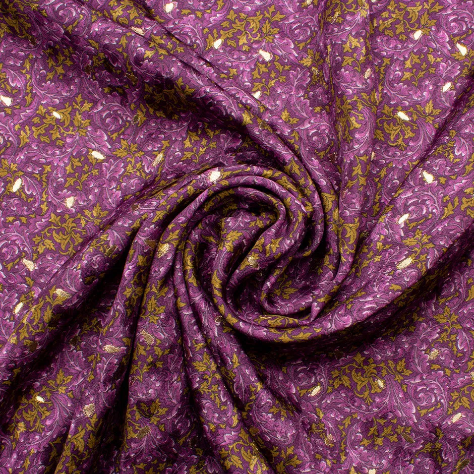 Deep Gold & Purple Silk Gold Jacquard