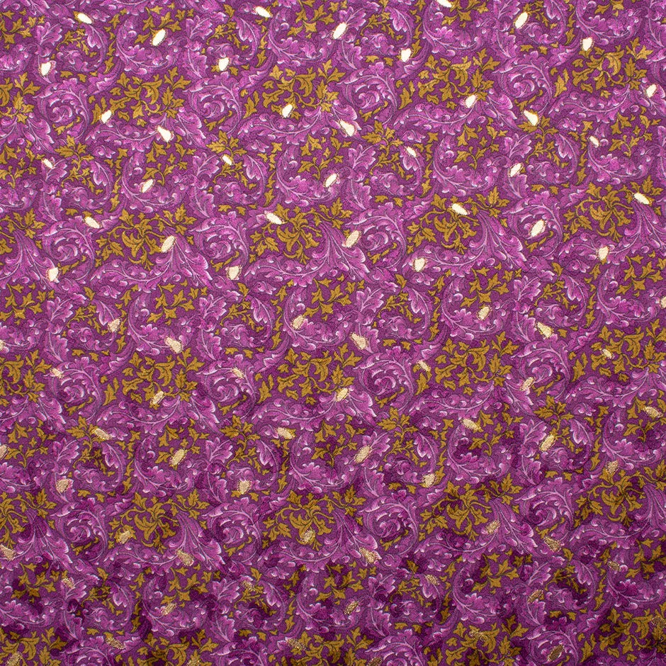 Deep Gold & Purple Silk Gold Jacquard