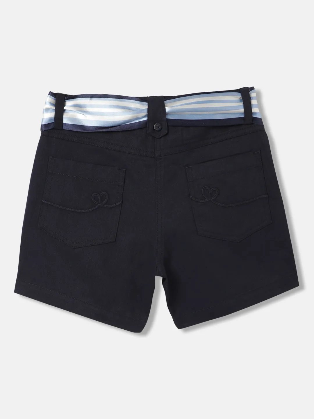 Elle Girls Blue Solid Relaxed Fit Shorts