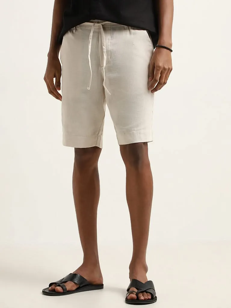 ETA Off-White Cotton Blend Relaxed Fit Shorts