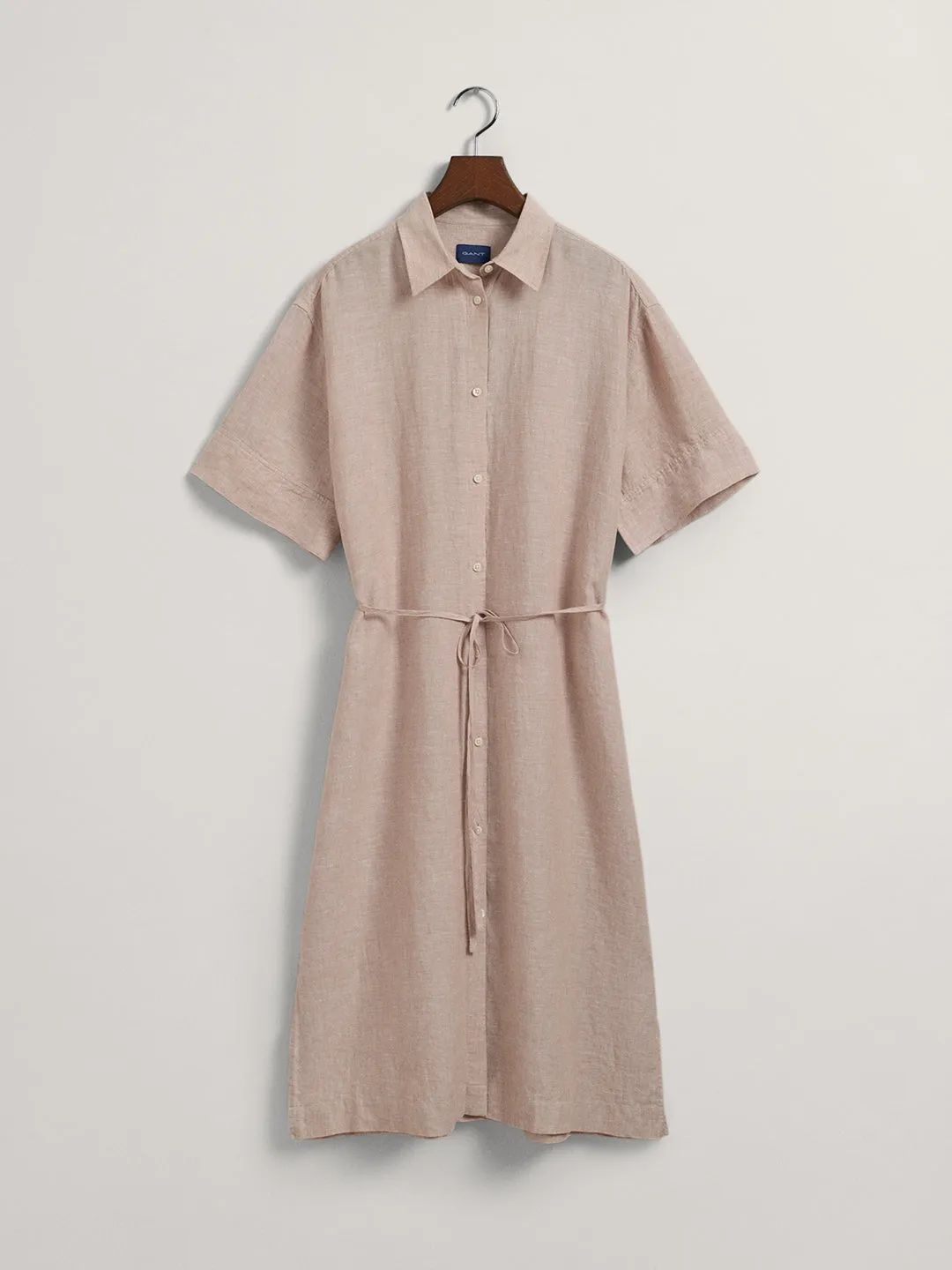 Gant Waist Tie-Up Linen Shirt Midi Dress