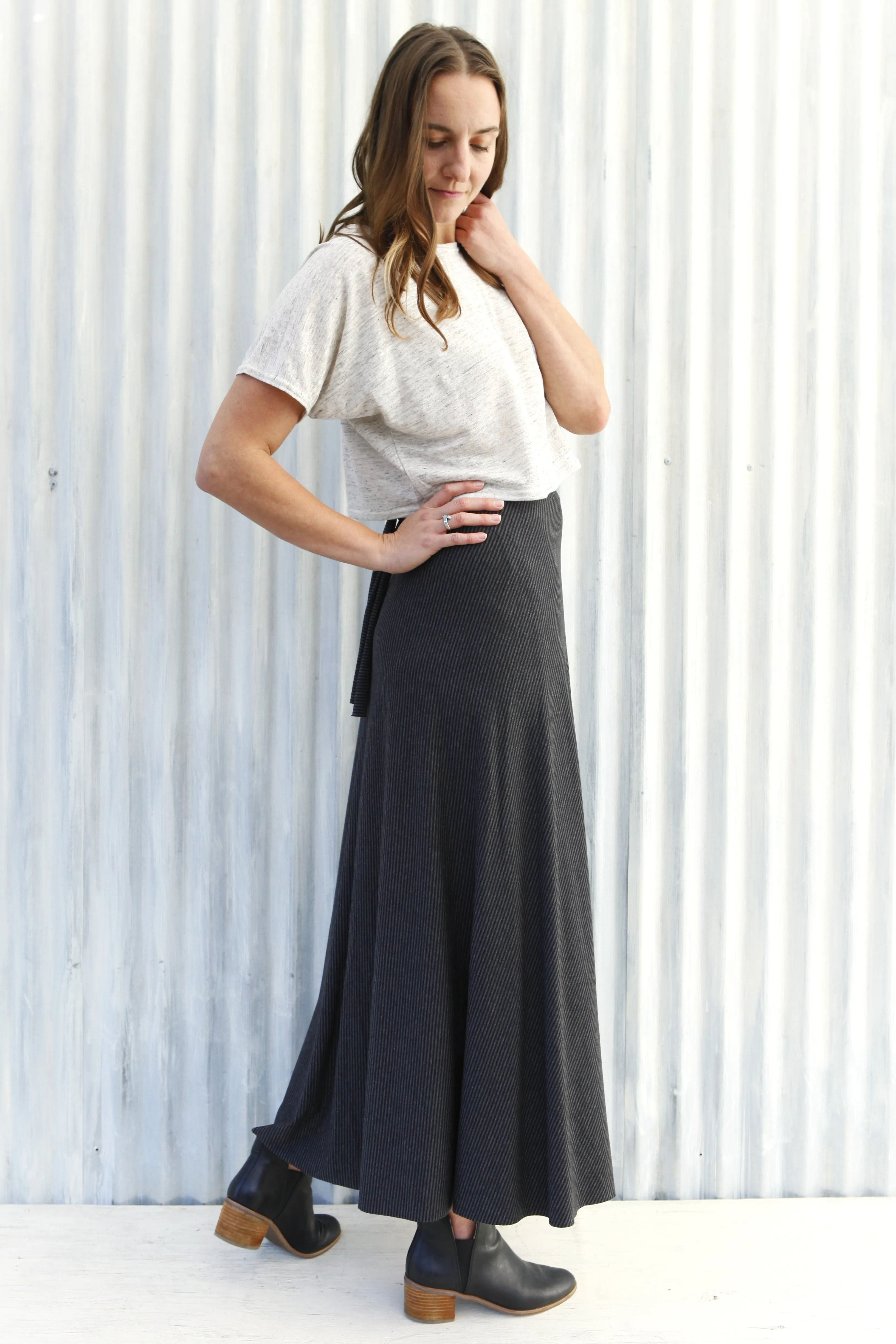 Granite Stripe Maxi Wrap Skirt