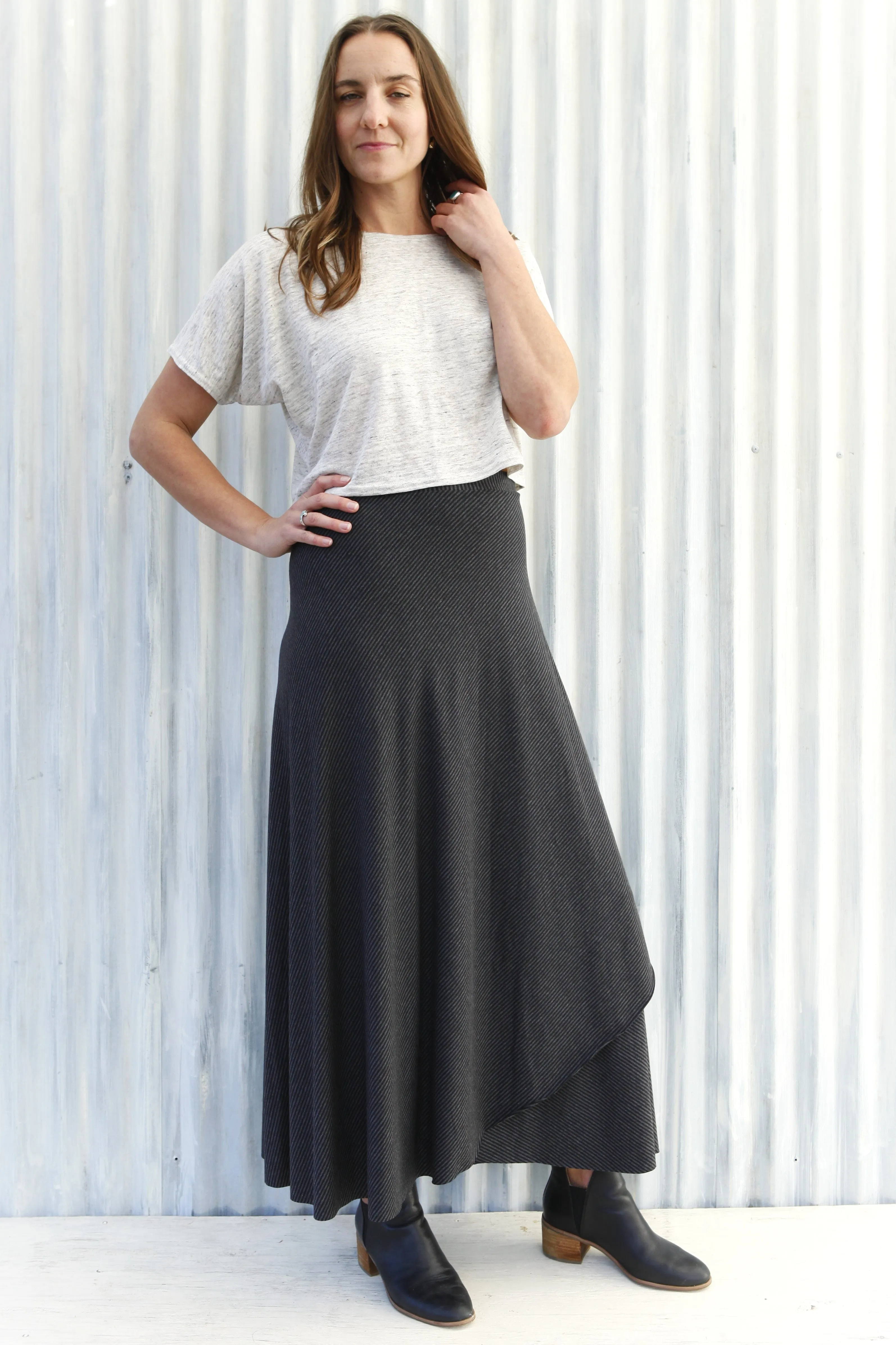 Granite Stripe Maxi Wrap Skirt