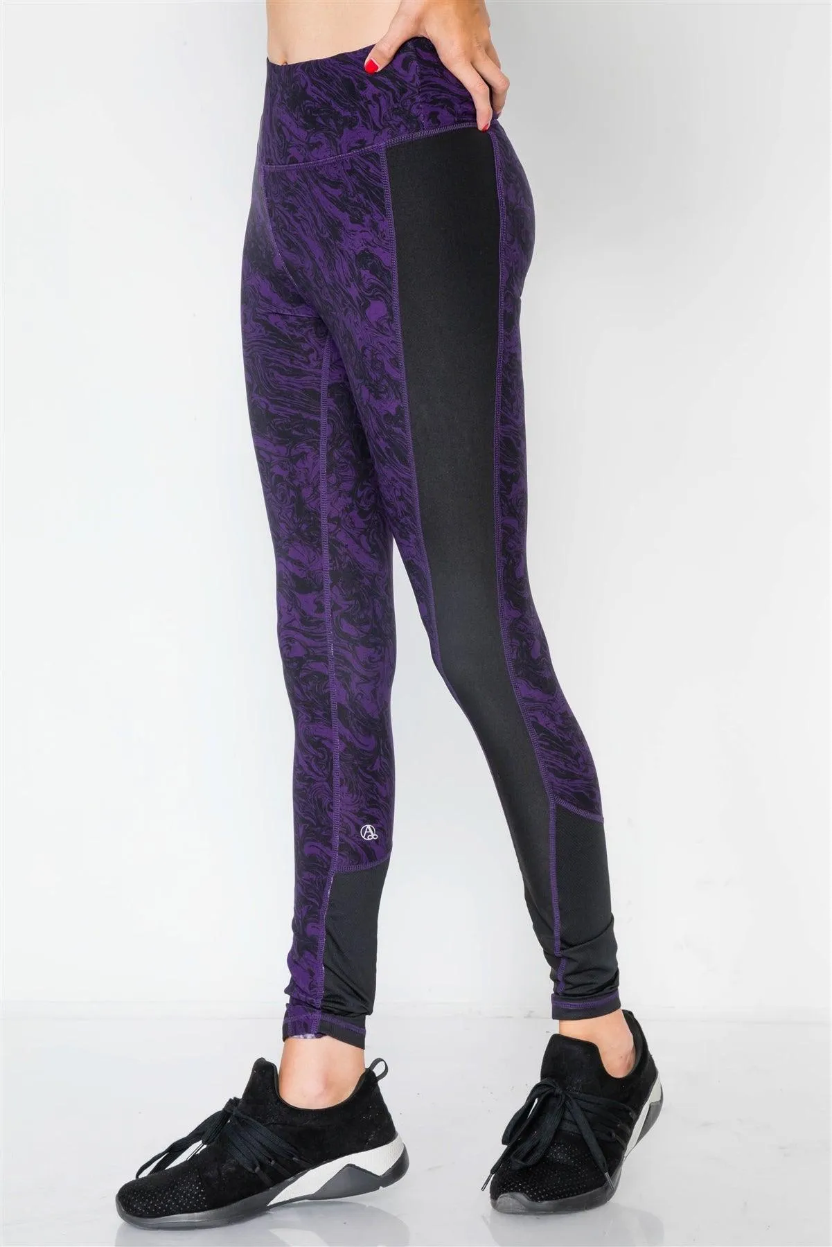 Jet Black Blackberry Watercolor Sporty Active Legging /1-2-2-1