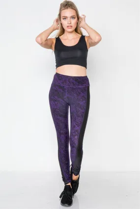 Jet Black Blackberry Watercolor Sporty Active Legging /1-2-2-1