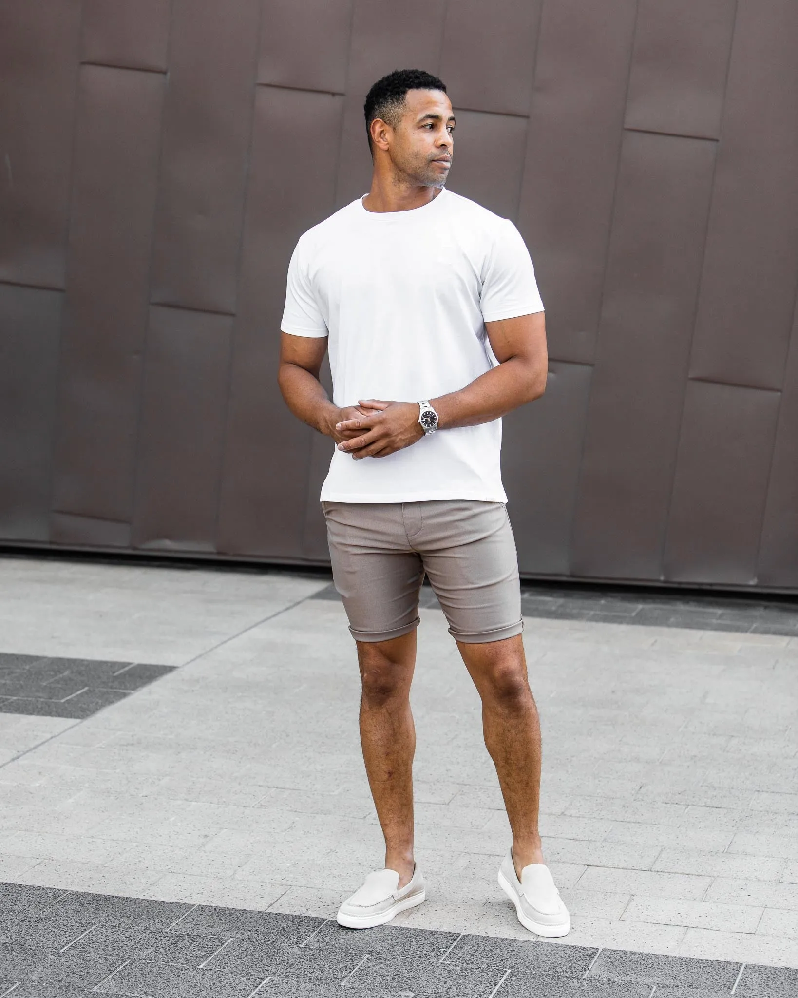 Khaki Stretch Chino Shorts