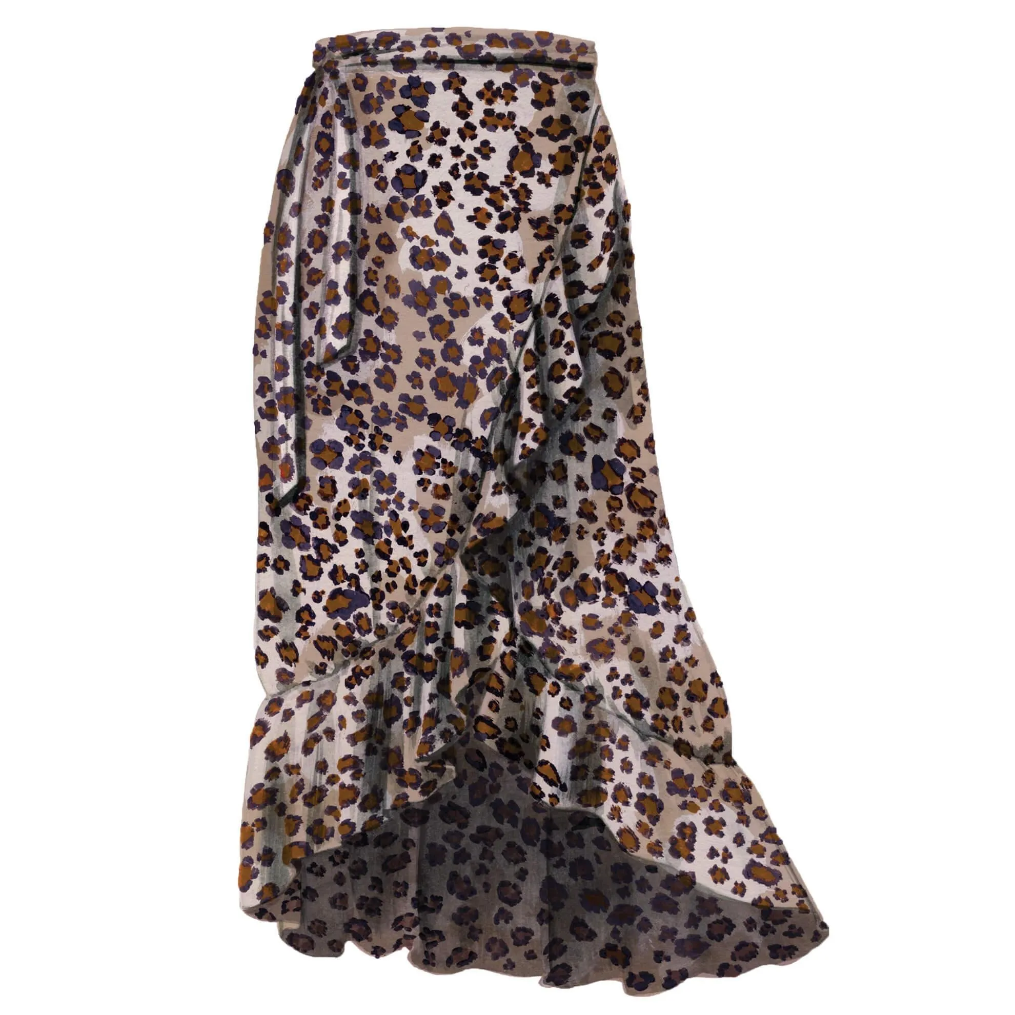 Leopard Wrap Maxi Skirt