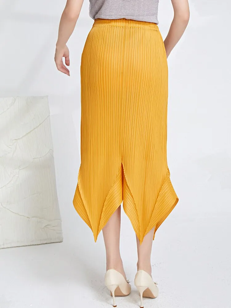 Miyake Pleated Irregular Hem Skirt