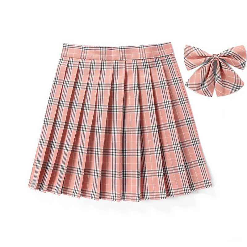 [Orange Pink] Jk vintage plaid seifuku uniform skirt