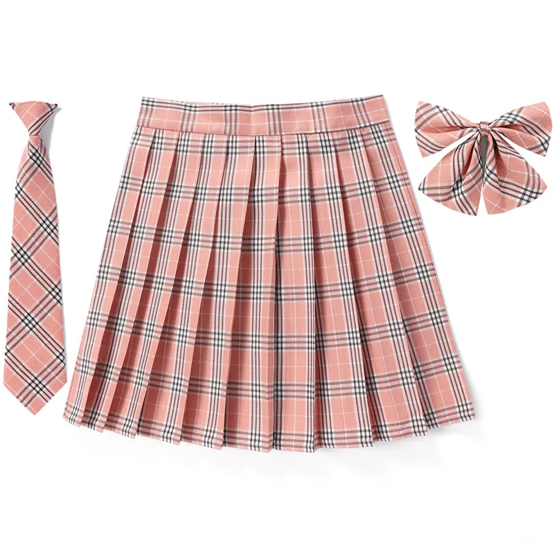 [Orange Pink] Jk vintage plaid seifuku uniform skirt