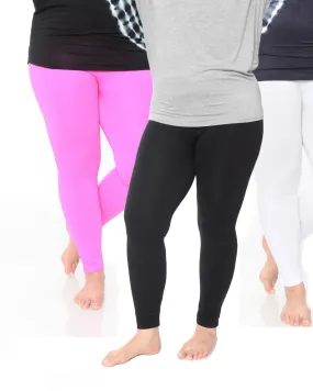 Pack 3 of Solid Leggings | Black White Pink