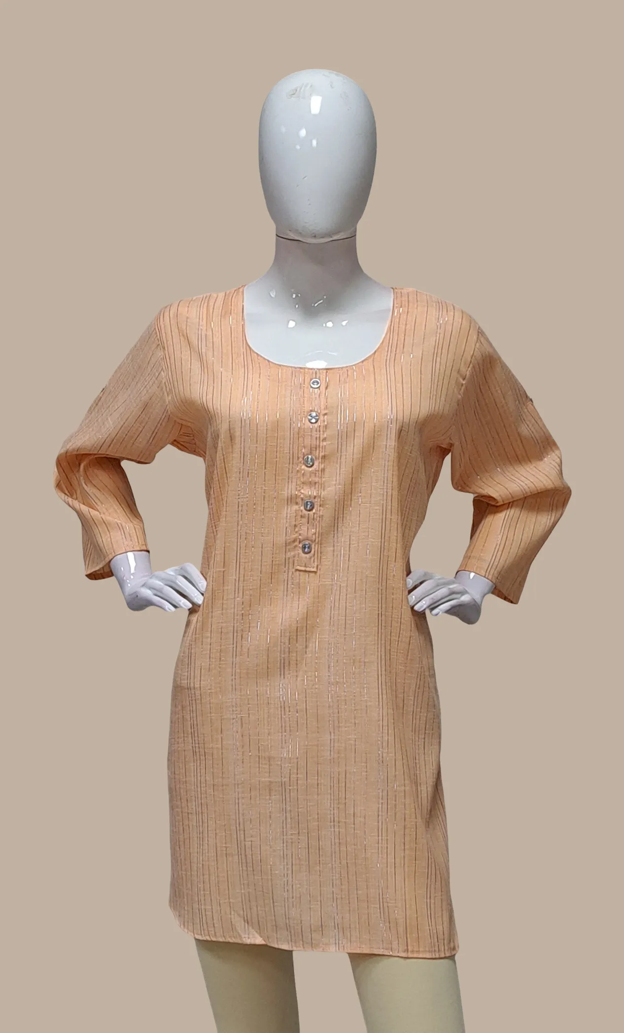 Peach Printed Kurti Top