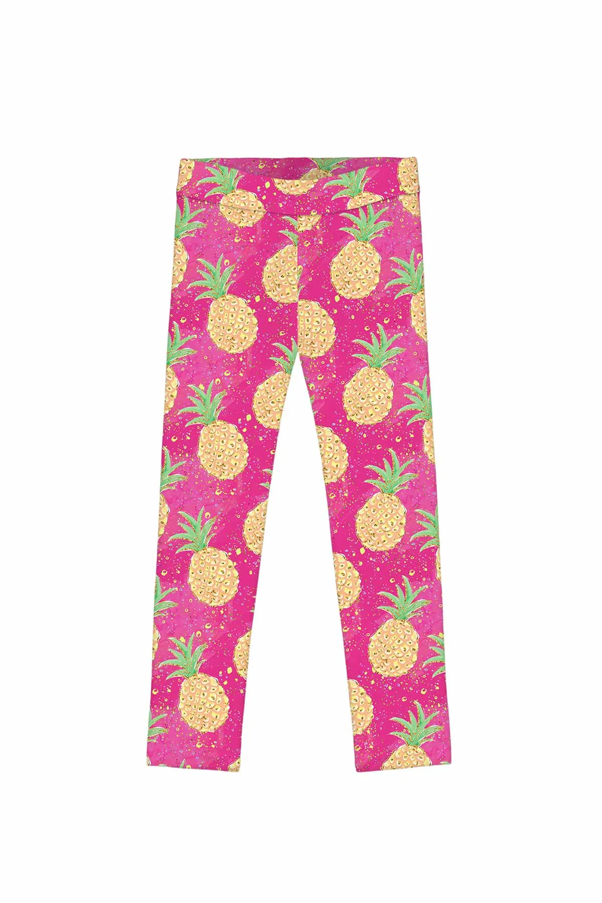 Piña Colada Lucy Pink Pineapple Print Summer Leggings - Kids