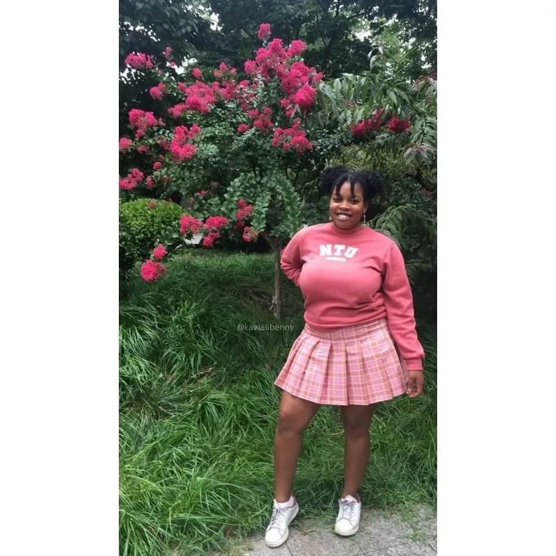 [Plus size] Kawaii pink plaid A-line tennis skirt