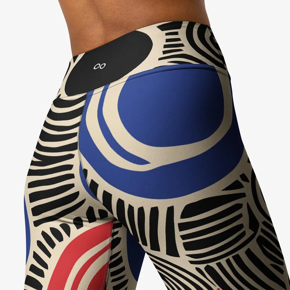 Printed Leggings "Vertigo" Black/Blue/Red