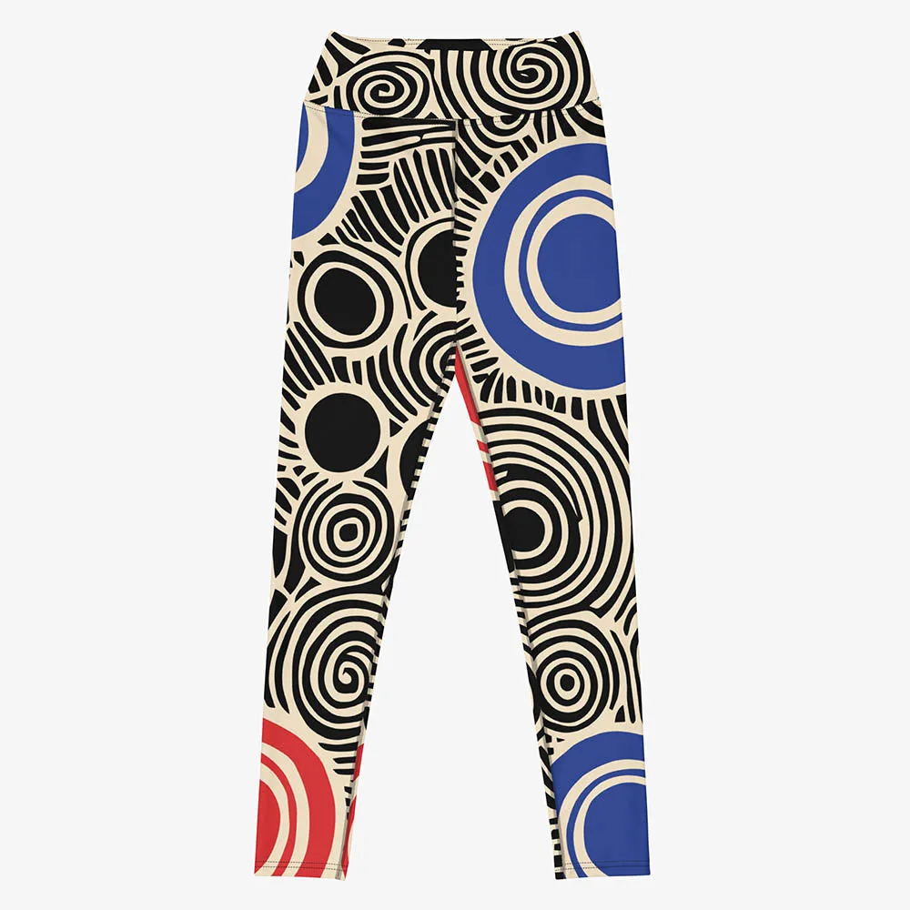 Printed Leggings "Vertigo" Black/Blue/Red