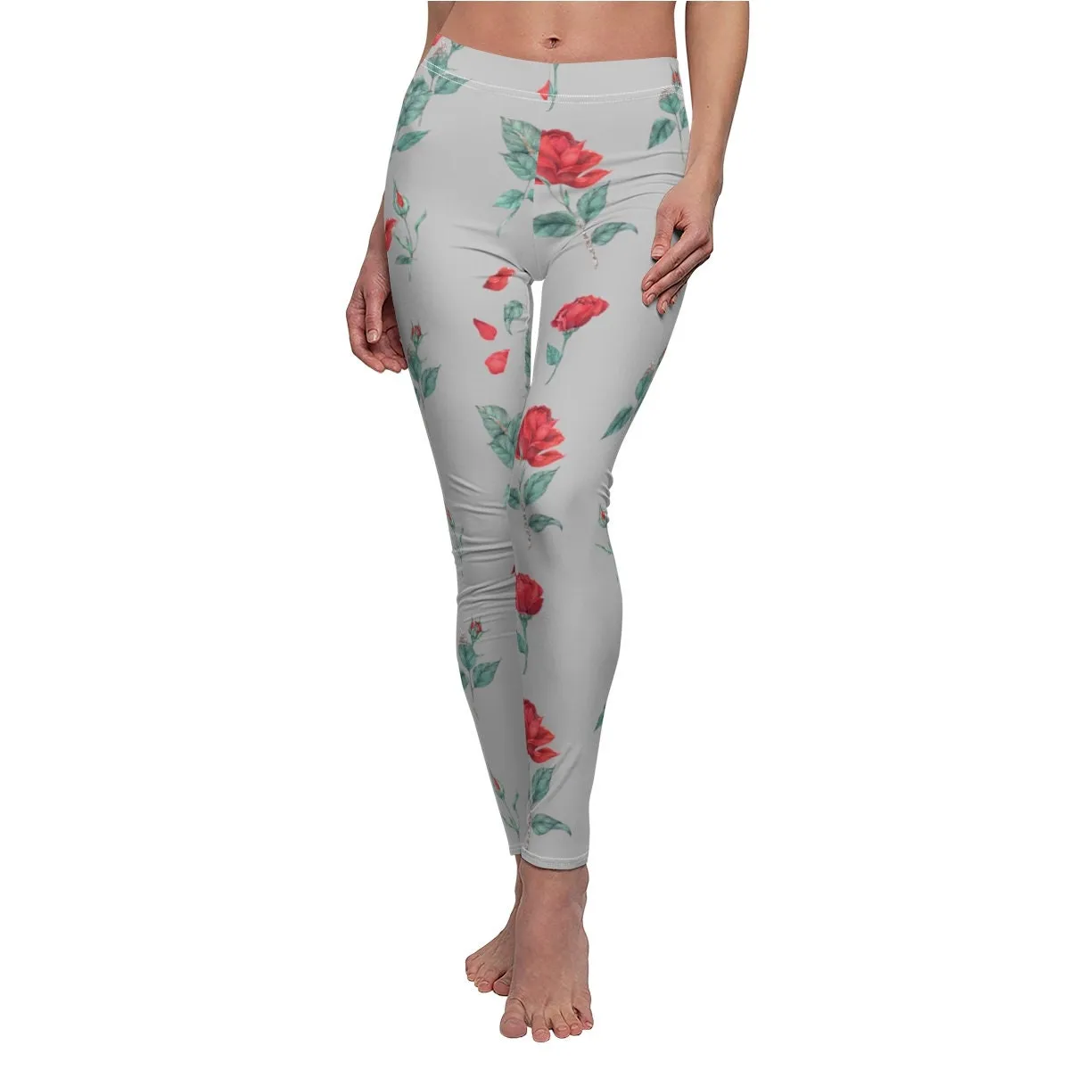 Printed Roses on Blac Leggings,CasualWear,Gifts for Her,Aunt Gift,Sister Gift,Christmas,Birthday Gift,GirlFriend Gift,Cute Valentine&#39;s Gifts