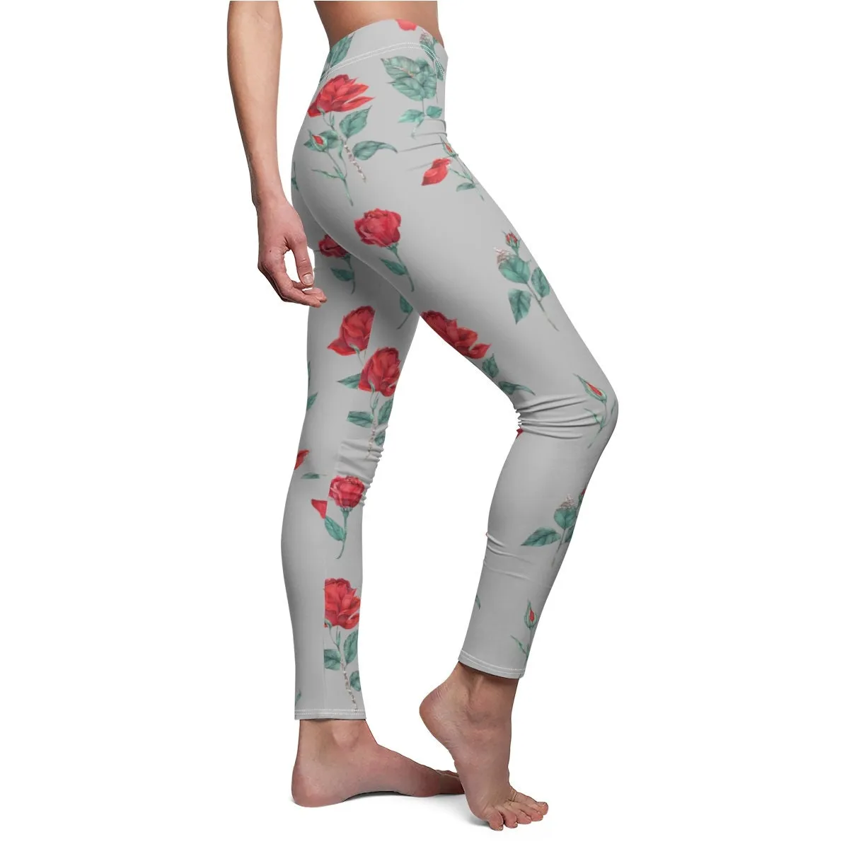 Printed Roses on Blac Leggings,CasualWear,Gifts for Her,Aunt Gift,Sister Gift,Christmas,Birthday Gift,GirlFriend Gift,Cute Valentine&#39;s Gifts