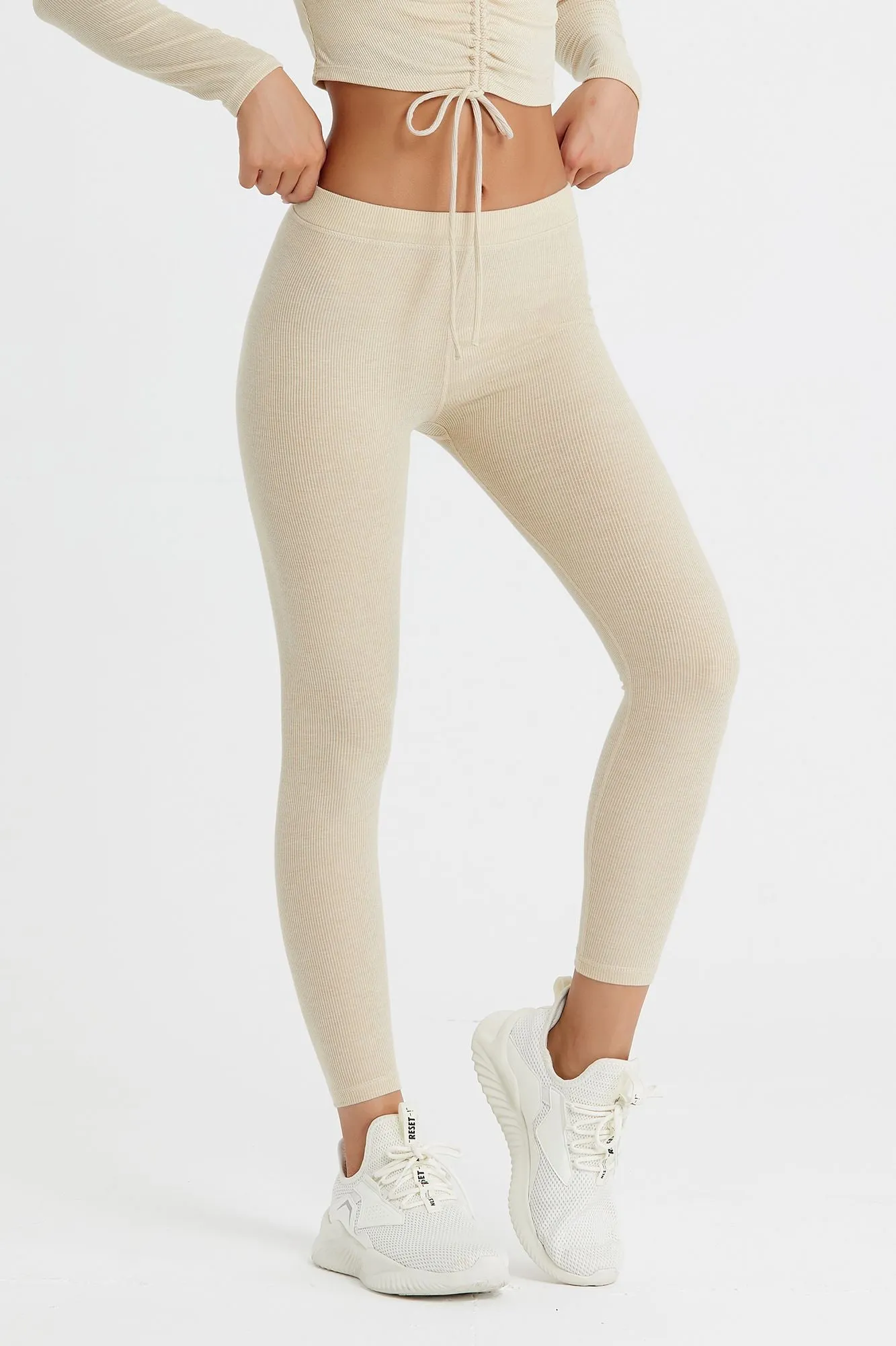 Ribbed Mid-Waist Workout Leggings