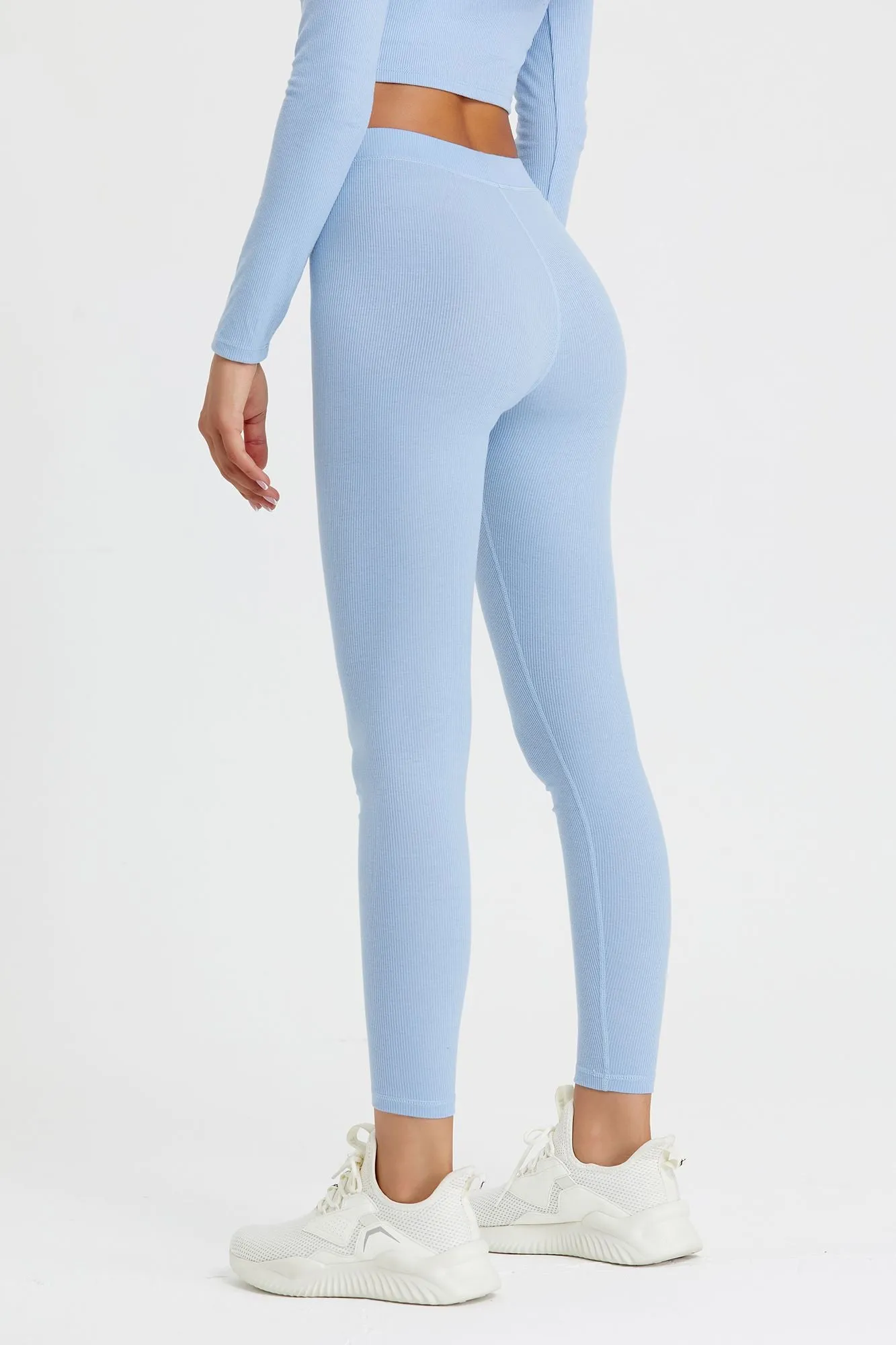 Ribbed Mid-Waist Workout Leggings