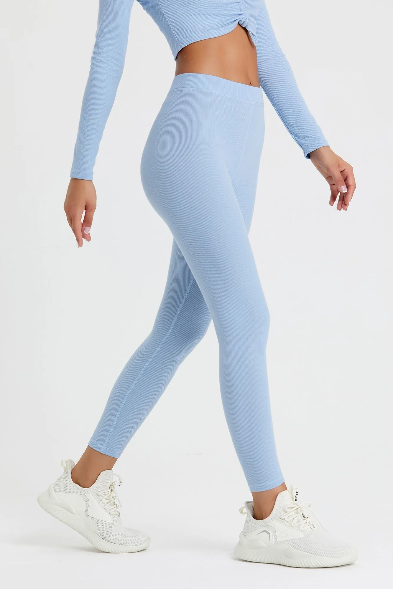 Ribbed Mid-Waist Workout Leggings