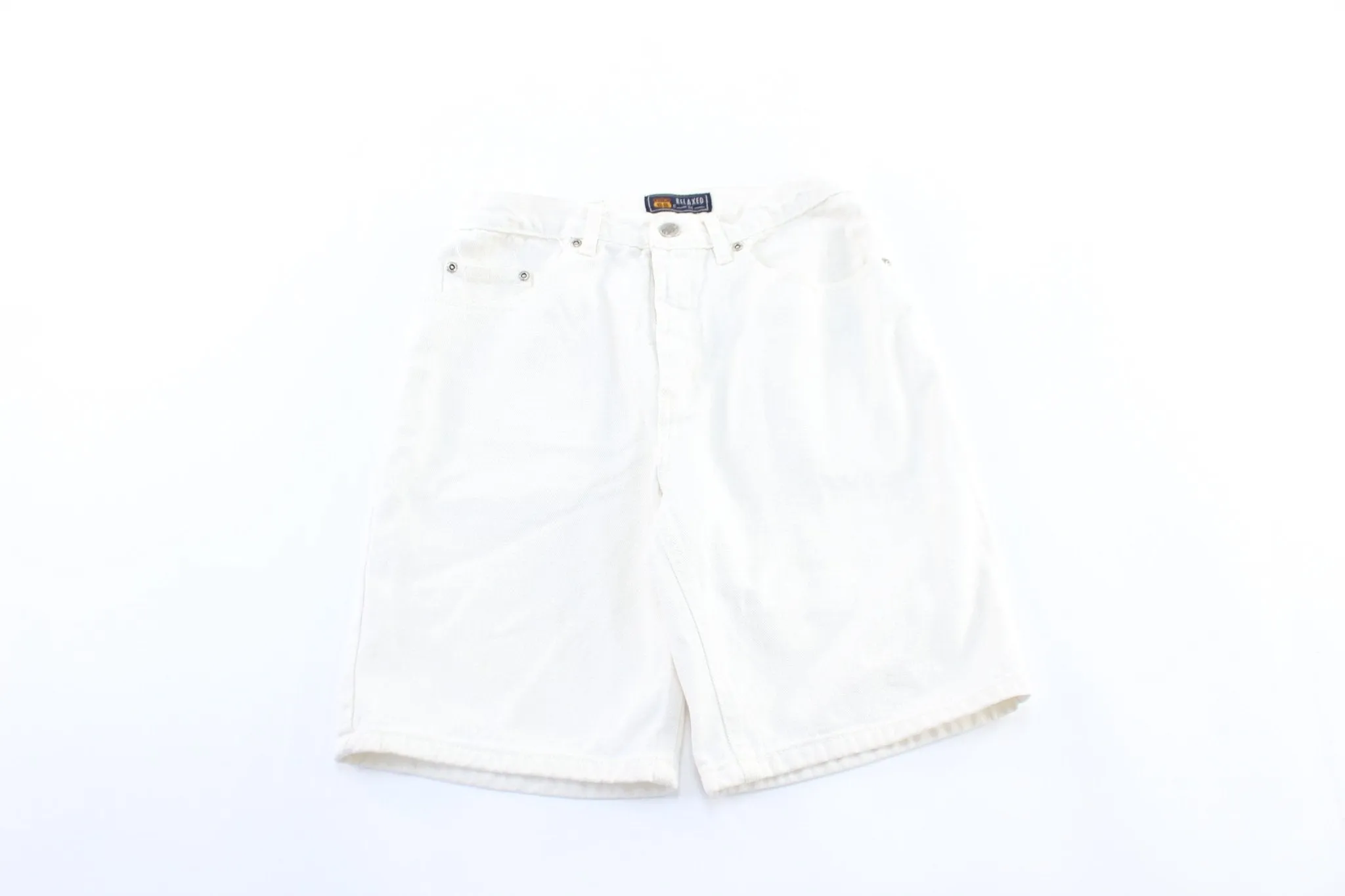 Route 66 Relaxed Fit White Denim Shorts