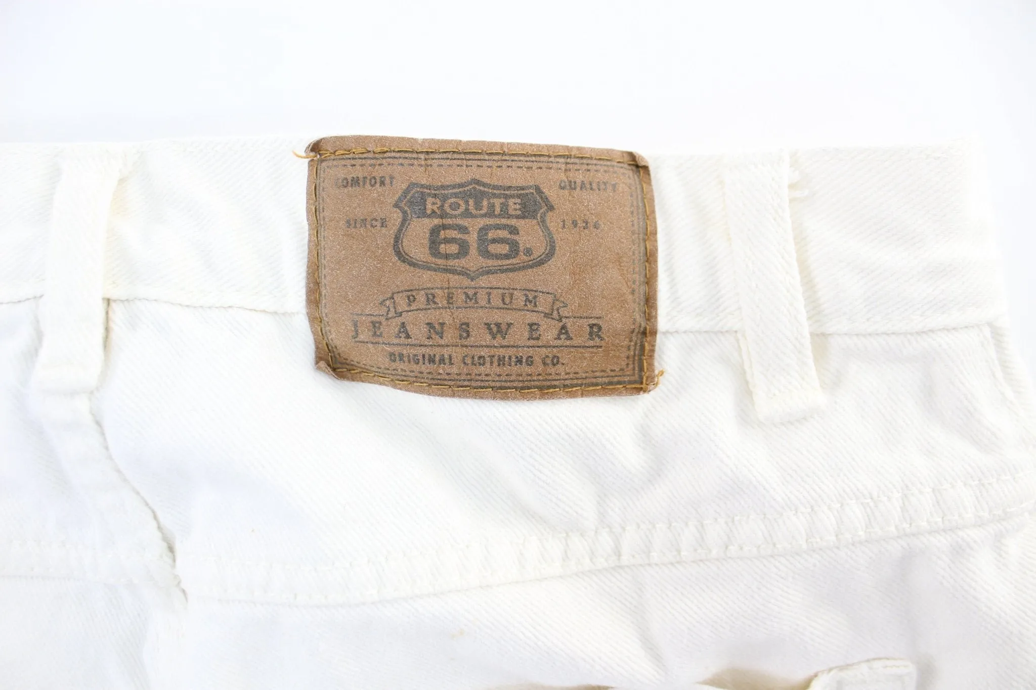 Route 66 Relaxed Fit White Denim Shorts