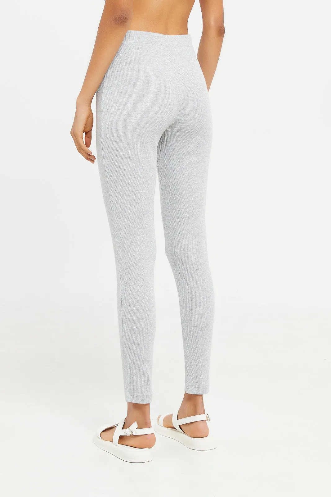 Senior Girls Grey Ribbed Leggings