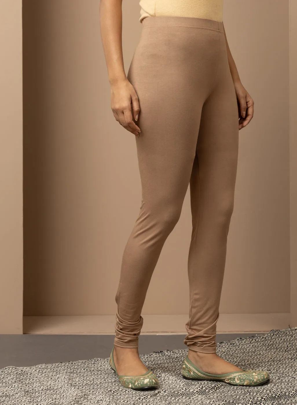 Sofia Beige Skinny Fit Leggings for Women