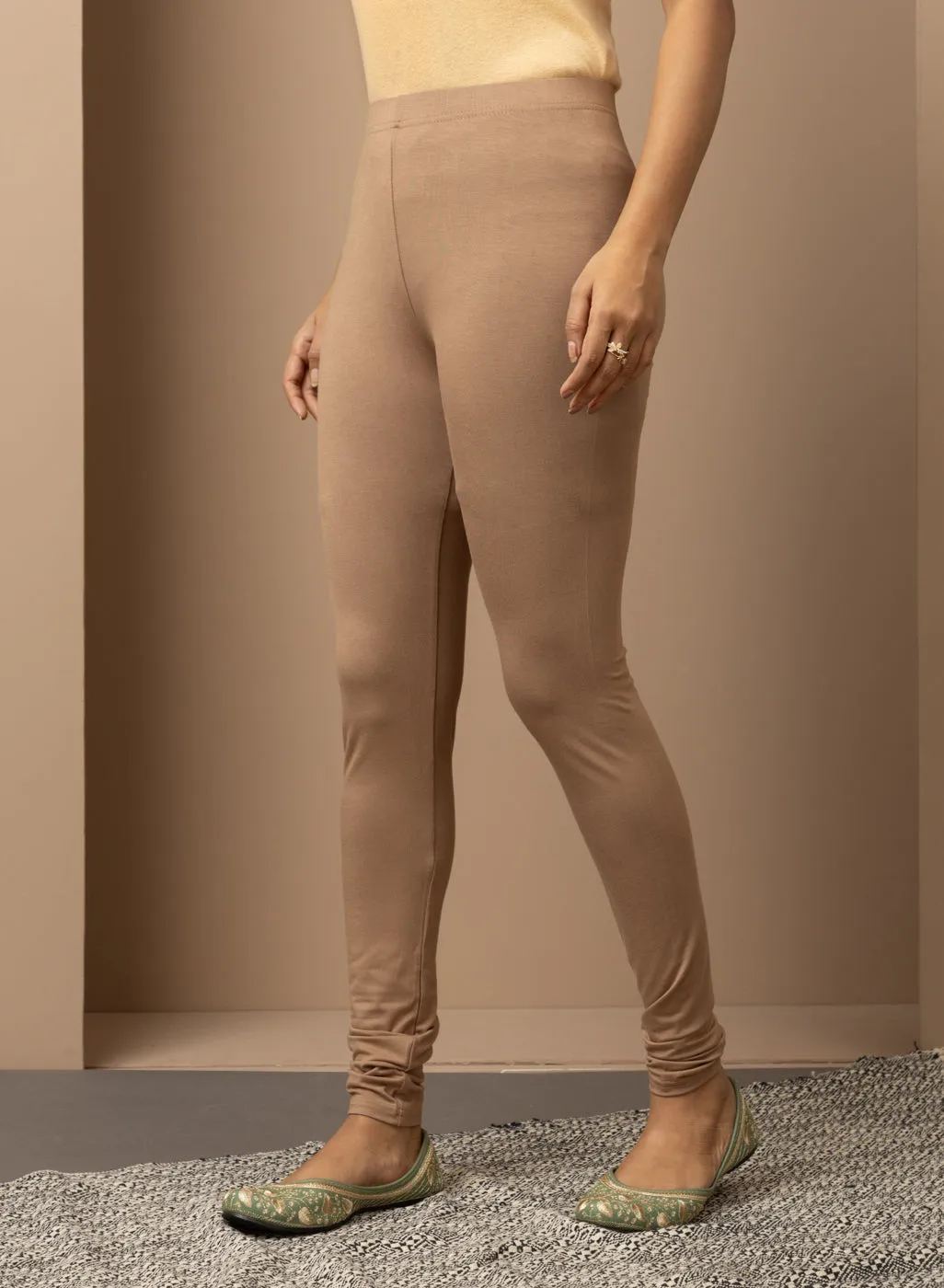 Sofia Beige Skinny Fit Leggings for Women