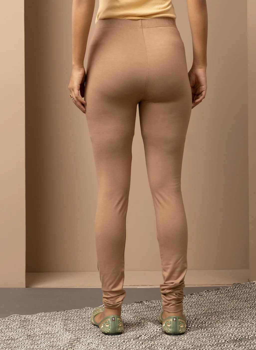 Sofia Beige Skinny Fit Leggings for Women