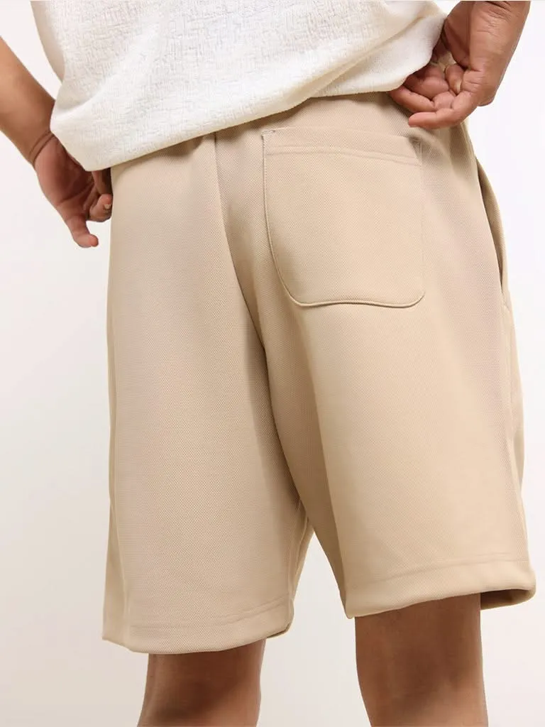 Studiofit Beige Relaxed-Fit Bermuda Shorts