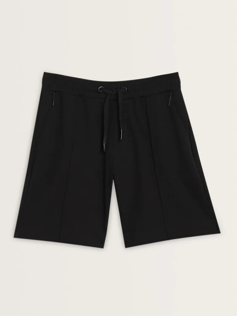 Studiofit Black Relaxed Fit Mid Rise Shorts