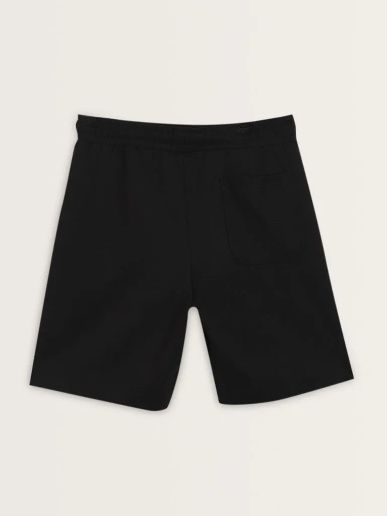 Studiofit Black Relaxed Fit Mid Rise Shorts