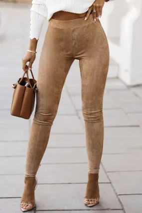 Suede High Waist Skinny Leggings