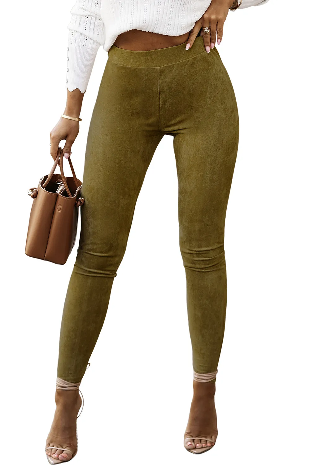 Suede High Waist Skinny Leggings