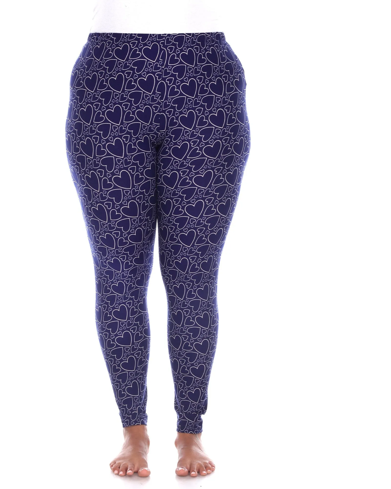 Super Soft Heart Printed Leggings | Navy Beige